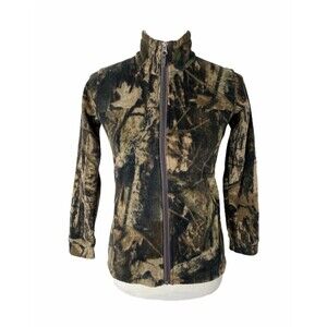 Columbia Girl's Fleece Jacket Green Camouflage Full Zip Size Medium